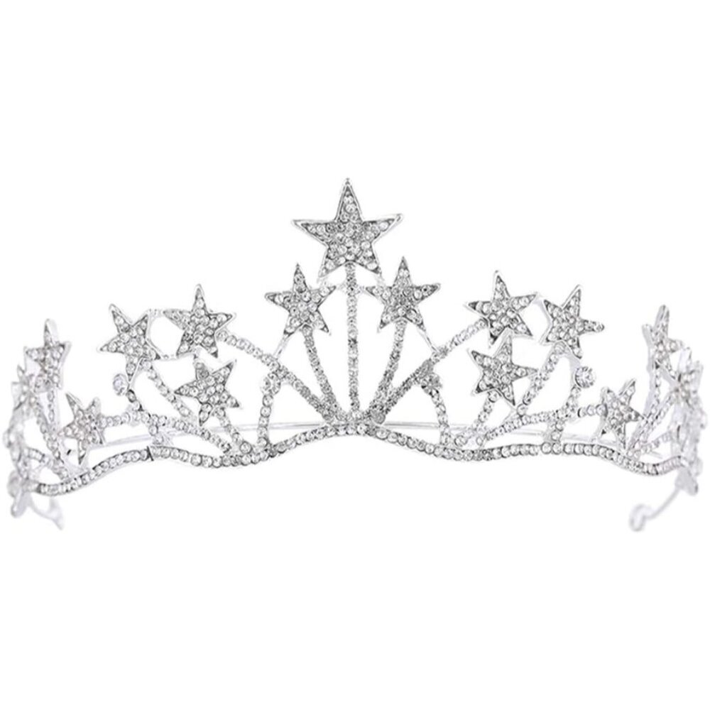 Stunning Star Shaped Rhinestone Crown - Elegant Bridal Headpiece for Weddings